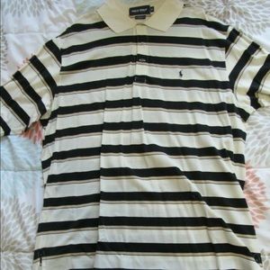 Polo Golf Shirt black and white stripe Cotton XL